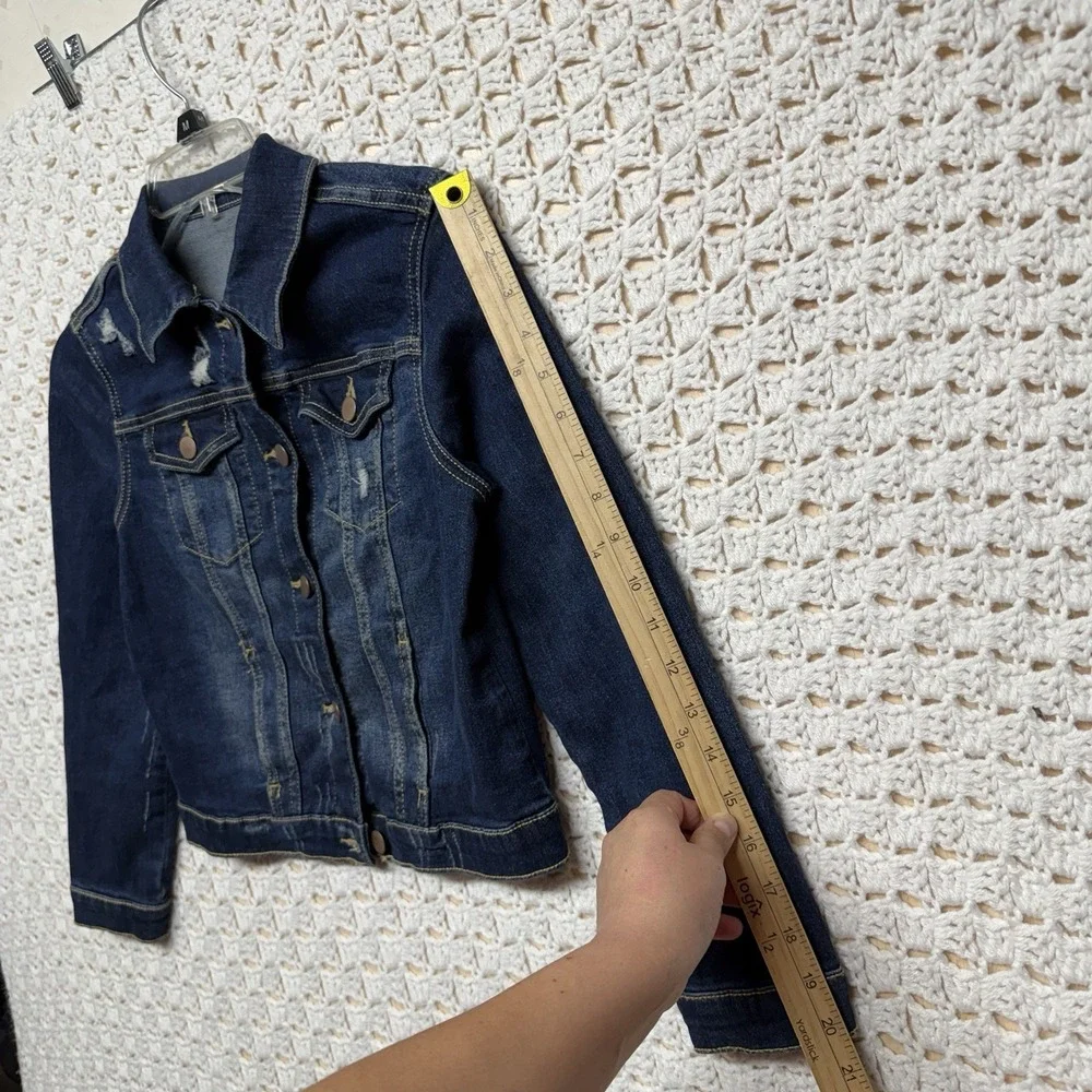 Wonder Nation Denim Jacket Girls Sz L 10-12 Blue Jean Pockets